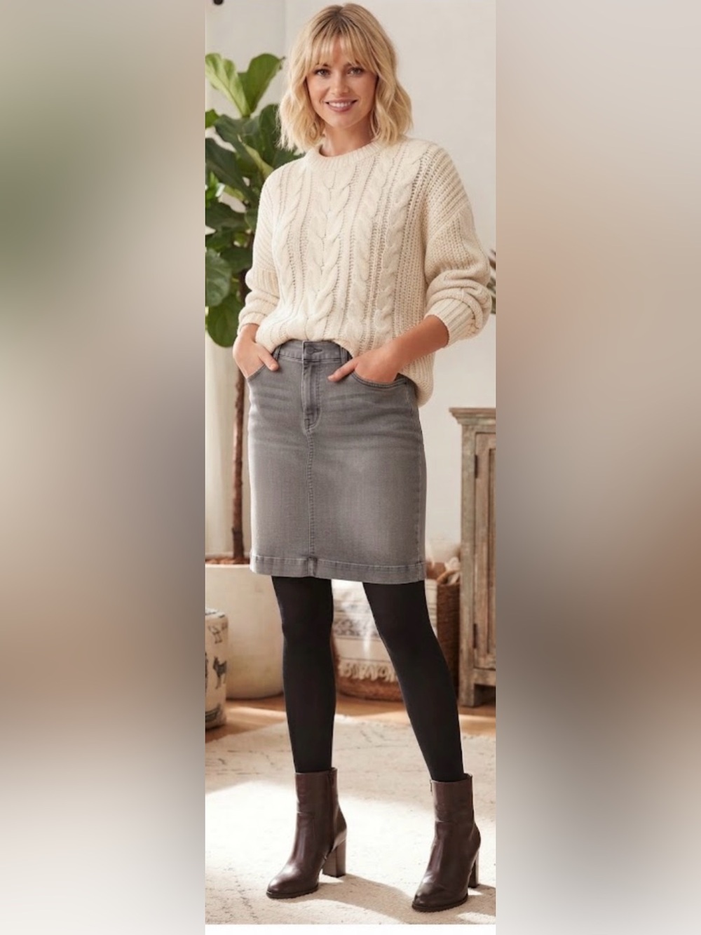 GAP Gray Denim Skirt Women's Size 16 Neutral Casual Classic Midi Mini Preppy